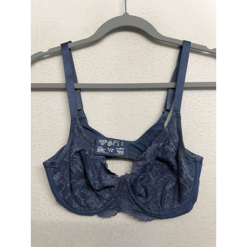 Panache Radiance 10465 Blue Floral Lace Underwired Full Cup Bra 30E UK 30DD US